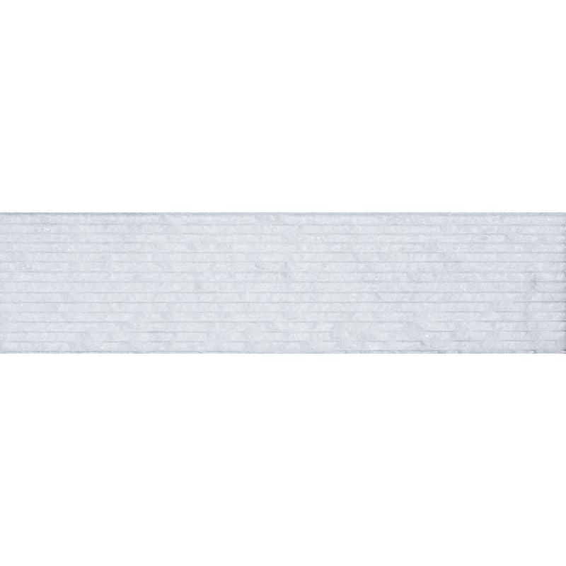 Secil White Marble 6x24 Combed Brushed Ledger Panel.