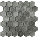 SIERRA GRAPHITE LINEN HEx Glass Mosaic Tile.