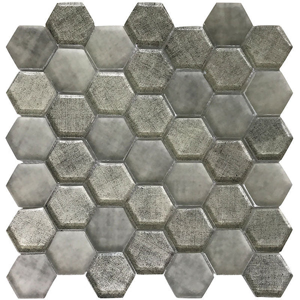 SIERRA SNOW LINEN HEx Glass Mosaic Tile.