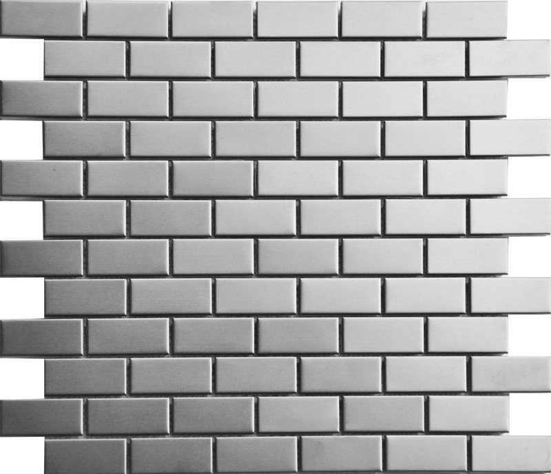 Silver Brushed Brick Porcelain Mosaic Tile.