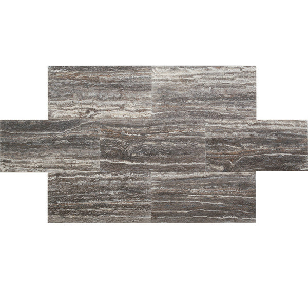 Silver Titan Travertine 12x24 Vein Cut Honed Tile.