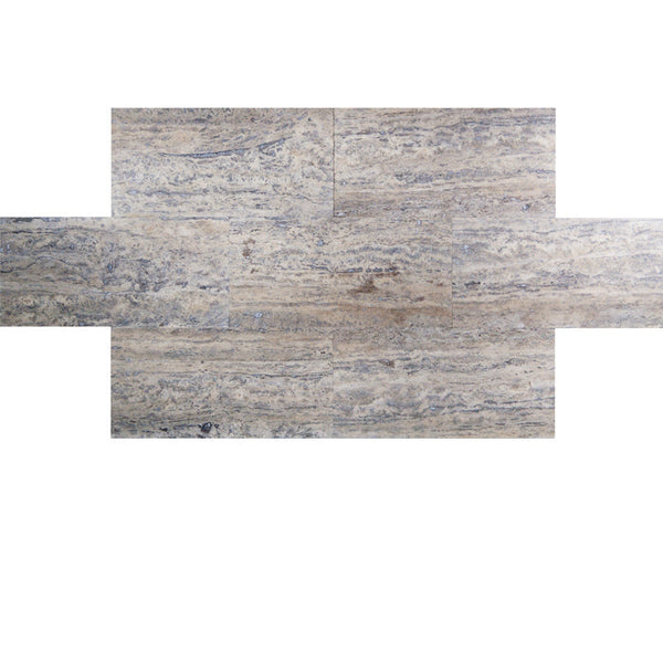 Silver Travertine 12x24 Vein Cut Honed Tile.
