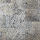 Silver Travertine 3cm Paver Tumbled Versailles Pattern.
