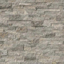 Silver Travertine 6x24 Split Face Stacked Stone Ledger Panel.