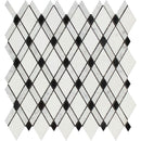 Thassos White Carrara Black Marble Lattice Honed Mosaic Tile.