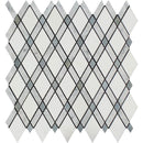 Thassos White Carrara Blue Marble Lattice Honed Mosaic Tile.