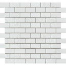 Thassos White Marble 1x2 Polished Mosaic Tile.