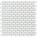 Thassos White Marble 5/8x1 1/4 Honed Mini Brick Mosaic Tile.