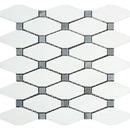 Thassos White Marble Octave with Blue Dots Polished Mosaic Tile.