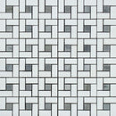 Thassos White Marble Pinwheel w/Blue dots Polished Mosaic Tile.