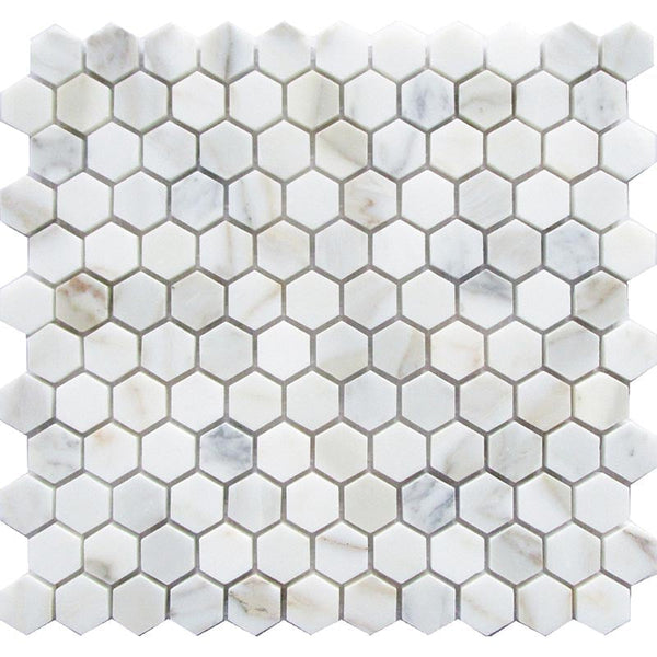 TUSCANY PESCAIA Calacatta Gold Honed Mosaic Tile.