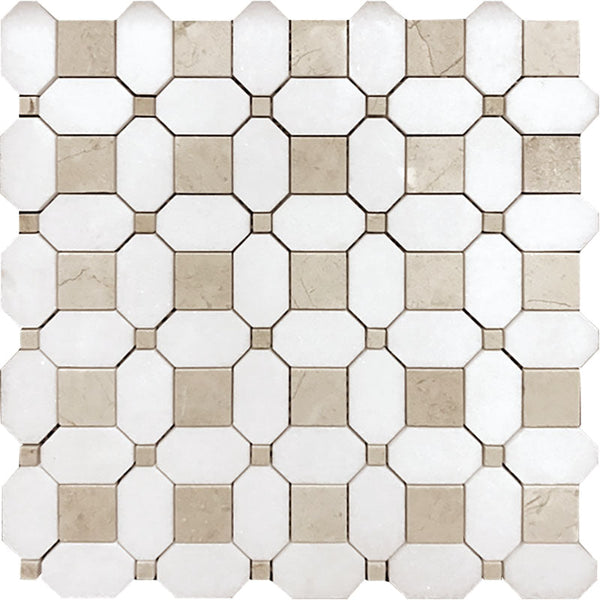 Valencia Costera Thassos/crema Marfil Mosaic Tile.