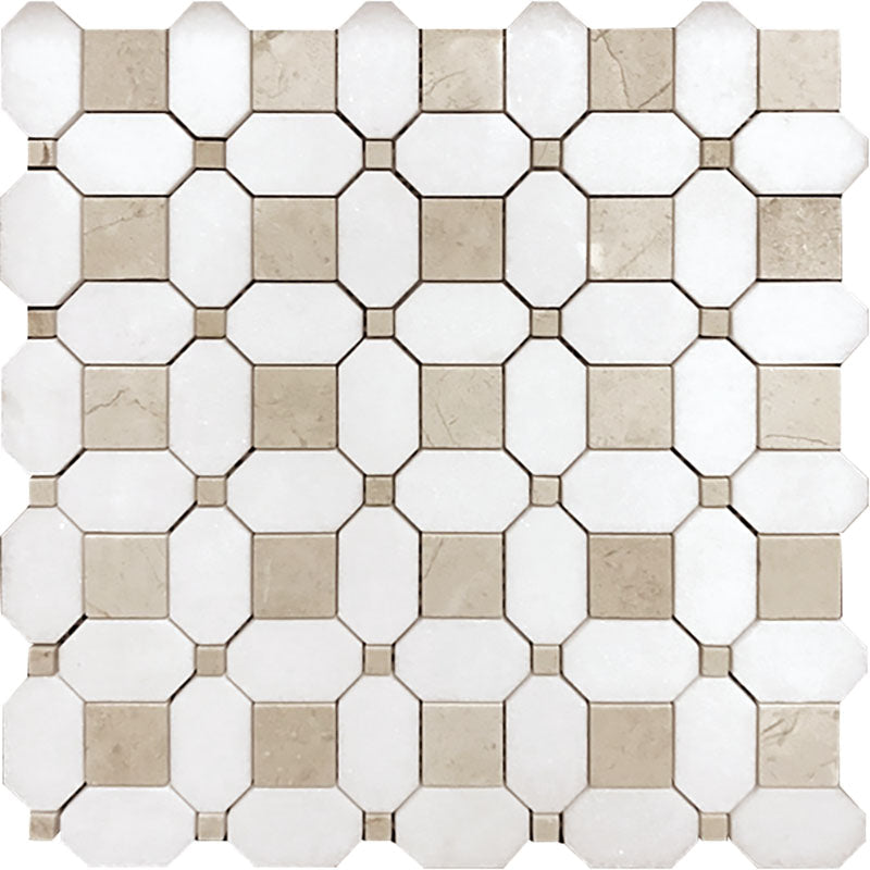 Valencia Costera Thassos/crema Marfil Mosaic Tile.