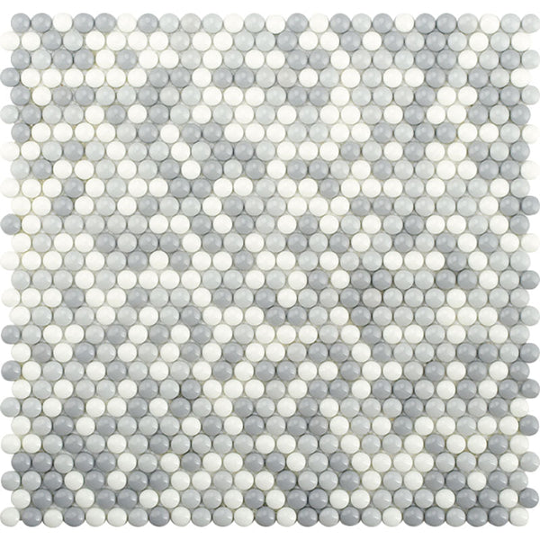 VERRE CERCLE GRIS Recycled glass Mosaic Tile.