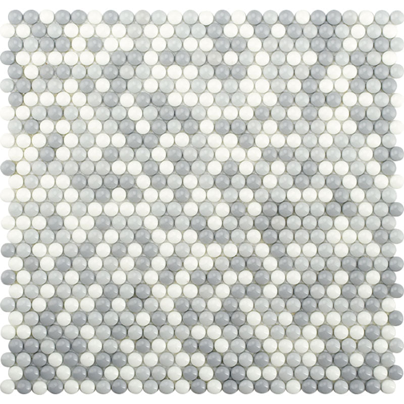 VERRE CERCLE GRIS Recycled glass Mosaic Tile.