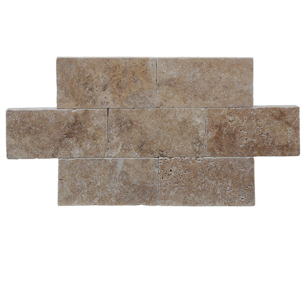 Walnut Travertine 6x12 Paver Tumbled.