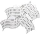 WATERJET Coastal Aigrette thassos, paper white , shell Mosaic Tile.