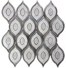 WATERJET Peacock White Carrara, Glass Mosaic Tile.