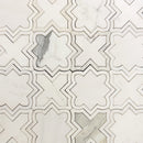 Waterjet Shape 6 Dolomite, Calacatta Mosaic Tile.