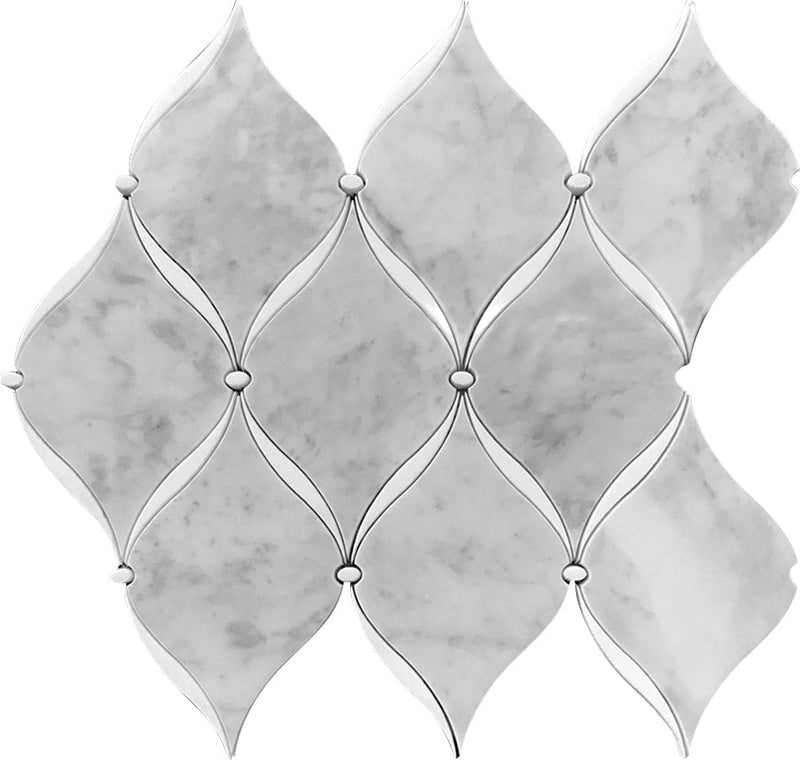 Waterjet Verona Weave Carrrara/ Thassos Mosaic Tile.