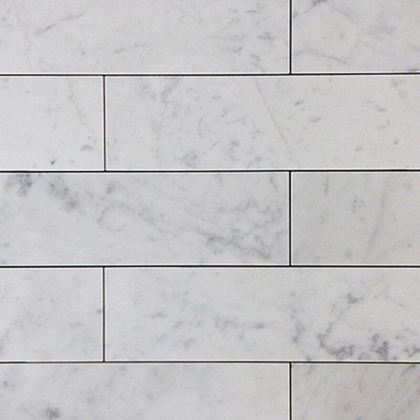 White Carrara Marble 3x12 Polished Tile.