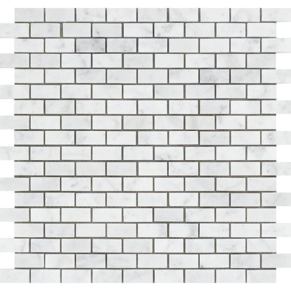 White Carrara Marble 5/8x1 1/4 Honed Mosaic Tile.