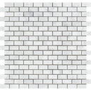 White Carrara Marble 5/8x1 1/4 Polished Mosaic Tile.