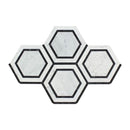 White Carrara Marble 5x5 Hexagon with Black Honed Mosaic Tile.