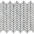 White Carrara Marble Mini Chevron Honed Mosaic Tile.