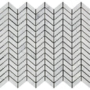 White Carrara Marble Mini Chevron Polished Mosaic Tile.
