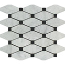 White Carrara Marble Octave with Black Dots Polished Mosaic Tile.