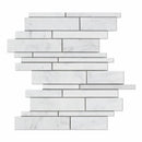 White Carrara Marble Random Insert  Polished Mosaic Tile.