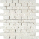 White Pearl Limestone 1x2 Split Face Mosaic Tile.