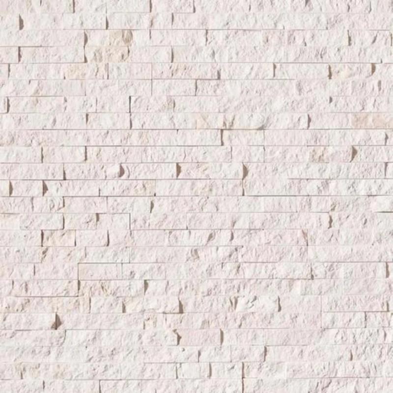 White Pearl Limestone 6x24 Stacked Stone Ledger Panel.